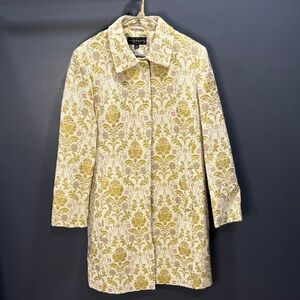 Elegant Cream and Gold Floral  Coat